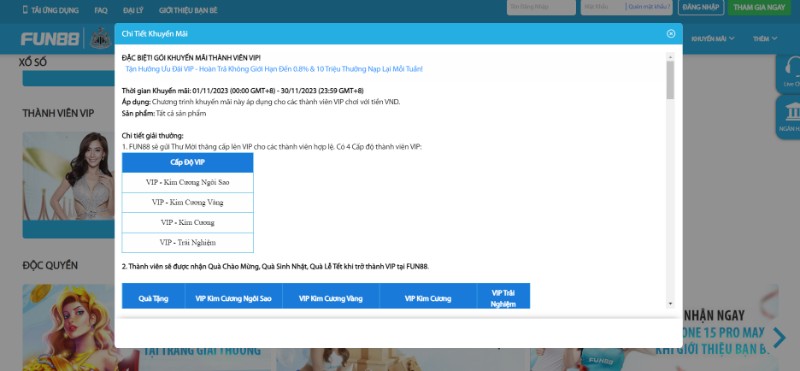 Khuyến Mãi Fun88 Gửi Tới Các Thành Viên Vip 